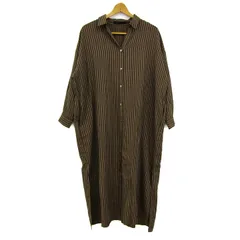 アーバンリサーチ シャツワンピース トップス ロング丈 ストライプ柄 レディース Fサイズ ブラウン URBAN RESEARCH 【中古】