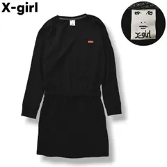 エックスガール X-girl Vネック スウェット ワンピース ドレス 黒 ♪
