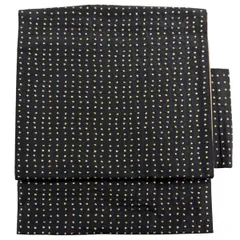 【美品】付け帯 秀品 作り帯 幾何学模様 黒 正絹 【中古】