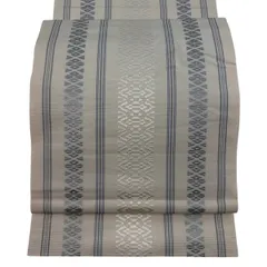 名古屋帯 秀品 トンネル仕立て 八寸名古屋帯 紬地 献上柄 クリーム 正絹 【中古】