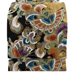 袋帯 秀品 振袖向き 花鳥宝相華 蝶 金銀糸 唐織 黒 六通 正絹 【中古】