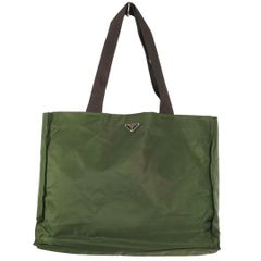 PRADA プラダ ナイロン トートバッグ 緑 大容量 三角ロゴ PC可 A4可