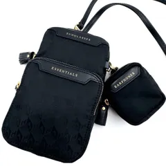 ✨ほぼ新品✨ANYA HINDMARCH アニヤハインドマーチ AH ロゴ エッセンシャルズ クロスボディ ショルダーバッグ イヤホン イヤフォン ポーチ ブラック BLACK 黒 斜めがけ 斜め掛け ポシェット サコッシュ 極 美品 未使用 級 レア 現行