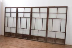 ▼現状販売▼ ガラス戸4枚セット アンティーク建具 昭和初期 大正ロマン レトロ 4～7営業日前後で発送(※修理加工希望の方3ヶ月程で発送) R-065555