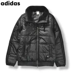 【美品】 アディダス adidas ウィンド ジャケット 中綿 キルティング スリーストライプス OT ブラック スポーツ カジュアル ウェア レディース ♪