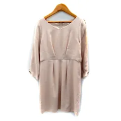 プロポーション ボディドレッシング PROPORTION BODY DRESSING ワンピース ひざ丈 長袖 Vネック 無地 レース シースルー ウール混 3 薄ピンク /SY24