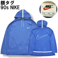 【銀タグ】 90s ヴィンテージ ナイキ NIKE ビッグシルエット スウッシュ ロゴ パーカー 裏パイル XL ブルー メンズ