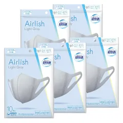 【まとめ買い】超快適マスク エアリッシュ ライトグレー 不織布マスク ふつうサイズ 50枚入（10枚入×5個） オールシーズン カラーマスク ユニチャーム