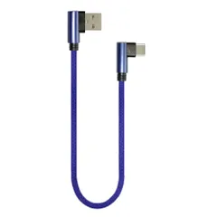 AXYO USB Type-C ケーブル 急速充電 L型 高速データ転送 充電ケーブル 90度 L字コネクター 20cm 短い USB-C 高耐久 ナイロン編み USB タイプCポートのスマホ/タブレット対応 0.2m ブルー