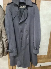 バーバリー プロサム ダブル ボタン ロング トレンチコート グレー