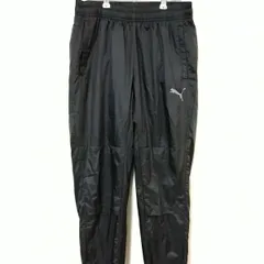 プーマ　ナイロンパンツ　美品　メンズM　黒色　裾ジッパースリット　黒刺繍ロゴ