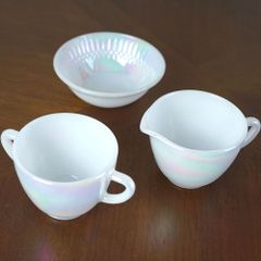 フェデラル コロニアル ウランガラス クリーマー＆シュガーボウル