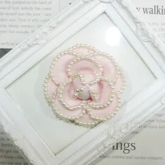 カメリア型ブローチ　	ピンクxホワイトパール