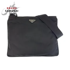 美品 PRADA プラダ テスート 三角ロゴプレート ブラック 黒 ナイロン ショルダーバッグ メッセンジャーバッグ レディース 506719【中古】