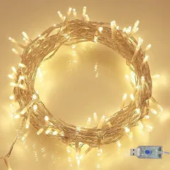 Juckier LED フェアリーライト USB式 6M 40球 屋外防水 コードレス 点灯/点滅切替 室内/屋外 ガーデンライト キャンプ クリスマス ハロウィン ベッドルーム 枕元 雰囲気灯 (ウォームホワイト) 1