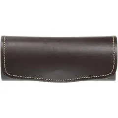 革 風 ステッチ入り おしゃれ コンパクト メガネケース セミ ハード マグネット式 ダークブラウン 2155-04