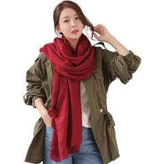 [優億] マフラー スカーフ 大判 ストール レディース ガーゼ 綿麻 柔らかい肌触り ショール 薄手 軽量 ふんわり 無地 おしゃれ 海辺 旅行 冷房対策 プレゼント 贈り物 記念日 (01タイプ レッド)