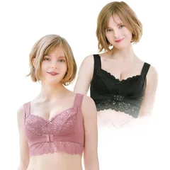 [アンジェリール] ふんわりルームブラ ブラック・アンティークピンク（＋L-LL） 2枚セット 1