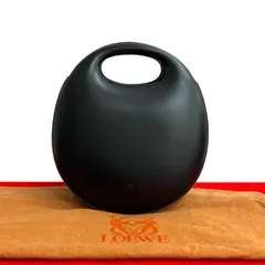 極 美品 袋付き LOEWE ロエベ ヴィンテージ ロゴ 型押し レザー 本革 ハンドバッグ ミニ トートバッグ ボストンバッグ ブラック 黒 43102