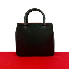 未使用保管品 希少品 GUCCI グッチ ロゴ 刻印 バンブー スウェード レザー 本革 ハンドバッグ ミニ トートバッグ ブラック 30824