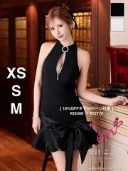 ブラック  [AOC4047-W-2602] 【an/アン】ハイネック/ バストジップ/ ネックビジュー/ リボン/ フリル/ フレア/ ミニドレス/ キャバドレス/ AngelR/ エンジェルアール/ ローブドフルール/ brille ブリエ