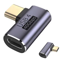 fine-R USB4 Type C 方向 変換 アダプター 左右 90° サイドベント 1個 (2個セットもあります) L字 L型 USB4.0 高速充電 PD充電 100w 高速データ転送 40Gbps オス メス コネクター （PL保険加入品） ...