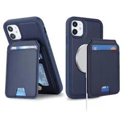 Ｈａｖａｙａ iPhone11ケース MagSafe 対応 iPhone11 ケース マグセーフ 耐衝撃 背面カード収納 分離式 ワイヤレス充電対応 フェイクレザー(6.1インチ対応)-ダークブルー