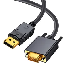 Duttek Displayport VGA 変換ケーブル、ディスプレイポートvga 変換ケーブル、金メッキDPオスVGオスケーブル、デスクトップ、ノートPCからVGAポート付きモニタ、プロジェクタへのDPポート接続用（1.8m/6Feet）