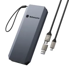 Yottamaster外付けSSD 512GB、最大1050MB/秒・2 in 1 USB-C/A ケーブル＆ストラップ付属、アルミ筐体ポー軽量タブルSSDアジュバント4K ProRes HDR対応iPhone 16 ProMax/スマホ/タブレット ...
