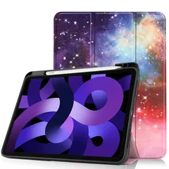 iPadAir11インチ M3/M2 ケース Apple Pencil 充電収納対応 iPad Air 第4世代 第5世代 10.9インチ カバー iPadAir5 iPadAir4 レザーケース TPU ペン収納 三つ折り (銀河)