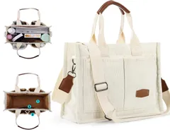 【特価商品】[HOMIEE] トートバッグ レディース キャンバス 仕切り 自立 軽量 大きめ インナーバッグ マザーズバッグ ハンドバッグ 無地 シンプル 便利収納 通勤 ピクニック お出かけ ショッピング メンズ バレンタインデー ギフト プレゼント 贈り