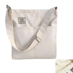 【在庫処分】ショルダー 布 斜め掛け バッグ バッグ ファスナー付き キャンバストート 男女兼用 大きめ 旅行用 トートバック 通学通勤 [Mirhua]