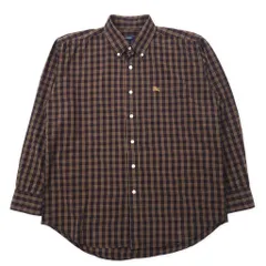 BURBERRY ノバチェック ボタンダウンシャツ L ネイビー カーキ コットン ワンポイントロゴ刺繍