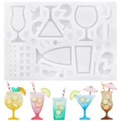 サムコス シリコンモールド シャカシャカ グラス ドリンク レジン型 シェイカーモールド 中身がシャカシャカ動く DIY手作り ペンダント アクセサリー キーホルダー レジン モールド デコパーツ 再利用可能 (L)