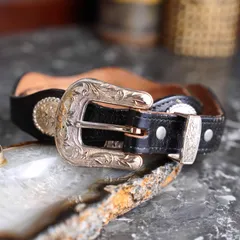 USA VINTAGE CONCHO DESIGN LEATHER BELT/アメリカ古着コンチョデザインレザーベルト