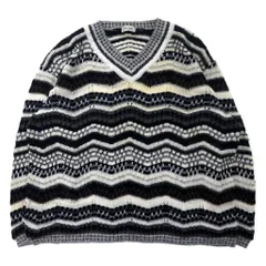 Ficce YOSHIYUKI KONISHI Vネック 3D デザイン ニット セーター L マルチカラー ウール 日本製