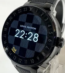 【新品電池交換済】充電器付 ルイヴィトン 充電式 QA002 タンブールホライゾン V1 スマートウォッチ 腕時計 ダミエベルト