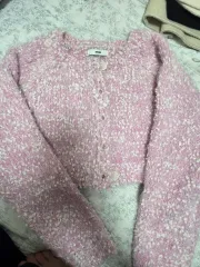 新品)ETMON ピンク snow クロップドカーディガン