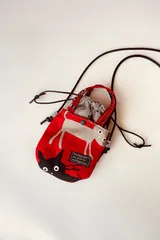 猫柄 スマホショルダー 巾着ポーチ ミニバッグ 斜めがけ 軽量 ハンドメイド