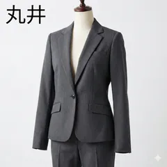 丸井 レディース スーツ セットアップ グレー L ストレッチ 上下セット