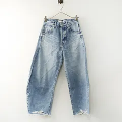 美品 定価3万 ウィムガゼット Whim Gazette ラインカーブDENIM 36＼ブルー ダメージ加工 デニムパンツ ワイド【2400014822694】