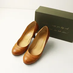 アトリエブルージュ atelier brugge ステッチラウンドパンプス 24cm/キャメル ヒール レザー シューズ【2400030090138】