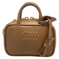 miumiu(ミュウミュウ) ハンドバッグ美品  - ブラウン マイクロバッグ/バッグチャーム レザー