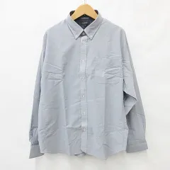 シャツ 長袖 ボタンダウン シャンブレー 別布 メッシュ 大きいサイズ 紺 ネイビー 4L