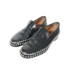 【中古A】Christian Louboutin クリスチャンルブタン 25.0cm メンズ ローファー スリッポン Mattia Spikes Flat マッティア スパイク 黒 中古A 古着