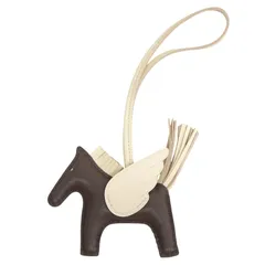 未使用品▲HERMES エルメス ロデオチャーム ペガサスPM アニョーミロ ヴォースイフト ショコラ/クレ バッグチャーム W刻印 箱付き フランス製 レディース