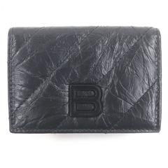 BALENCIAGA 三つ折り財布 クロコ型押し ブラック - メルカリ