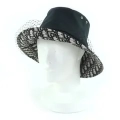 極美品☆Christian Dior クリスチャンディオール 95TDD924G130 TEDDY-D オブリーク柄 バケットハット 帽子 ブラック 58 箱付き イタリア製 正規品 レディース