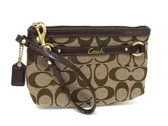 COACH コーチ シグネチャー キャンバス×レザー ポーチ 小物入れ マルチケース リストレット ブラウン系 DK8857
