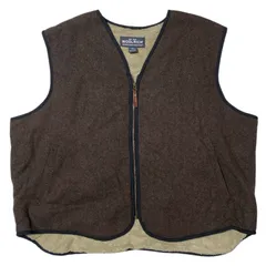 ウールリッチ ヴィンテージ クラシック アウトドア ハンドウォーマー ポケット ベスト フルジップ ロゴ入り レザータップ 裏ボア ウール 2XL ブラウン 茶色 アウター レディース ユニセックス メンズ 古着 CHM